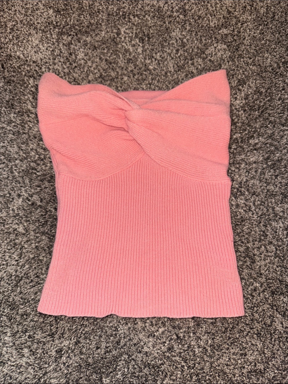 Strapless Twist-Front Knit Tube Top - Pink